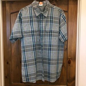 COPY - Navy green brown Woolrich short sleeve button down